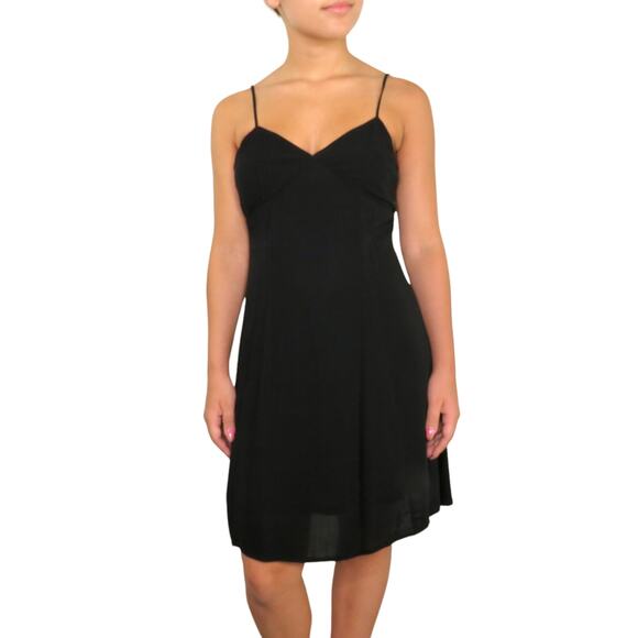 H&M Black Mini Dress Open Back Spaghetti Strap Cocktail Dress Size 2 Small - Picture 1 of 8